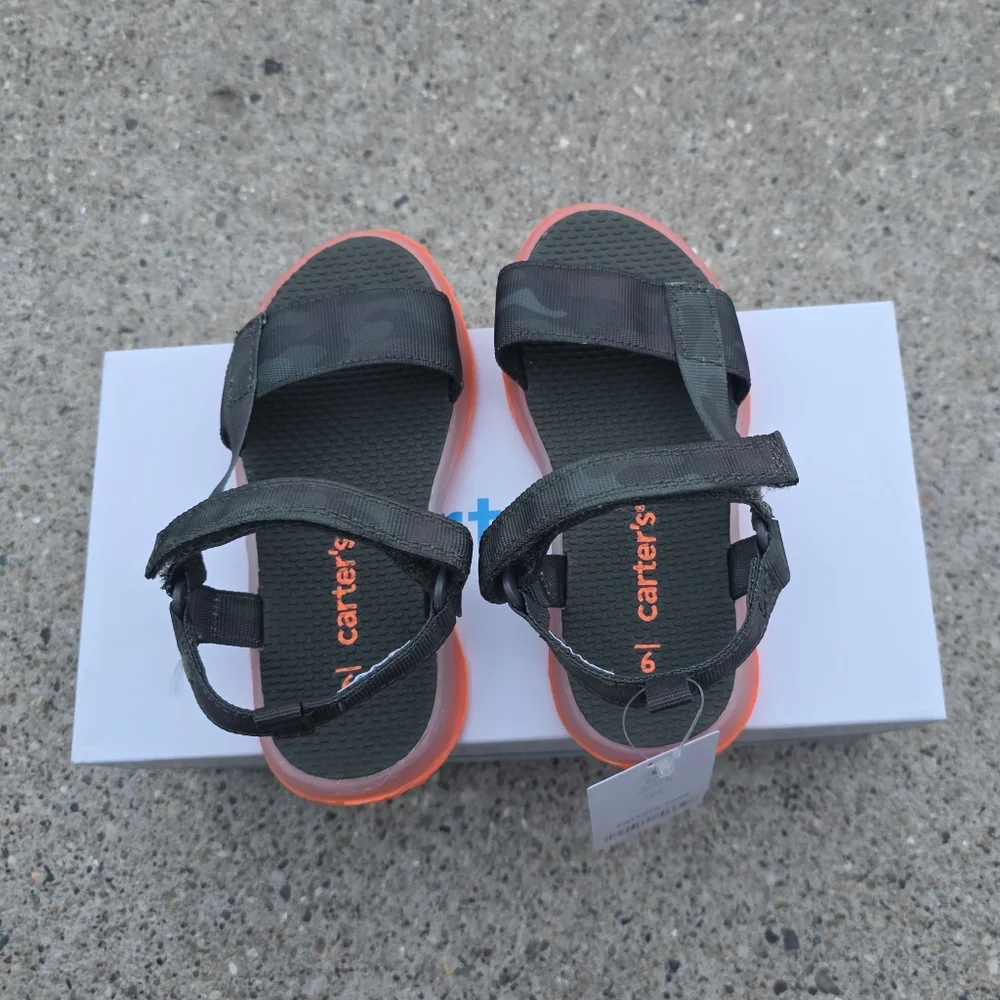 Carter's Kids Sandals - Black and Orange Size 8